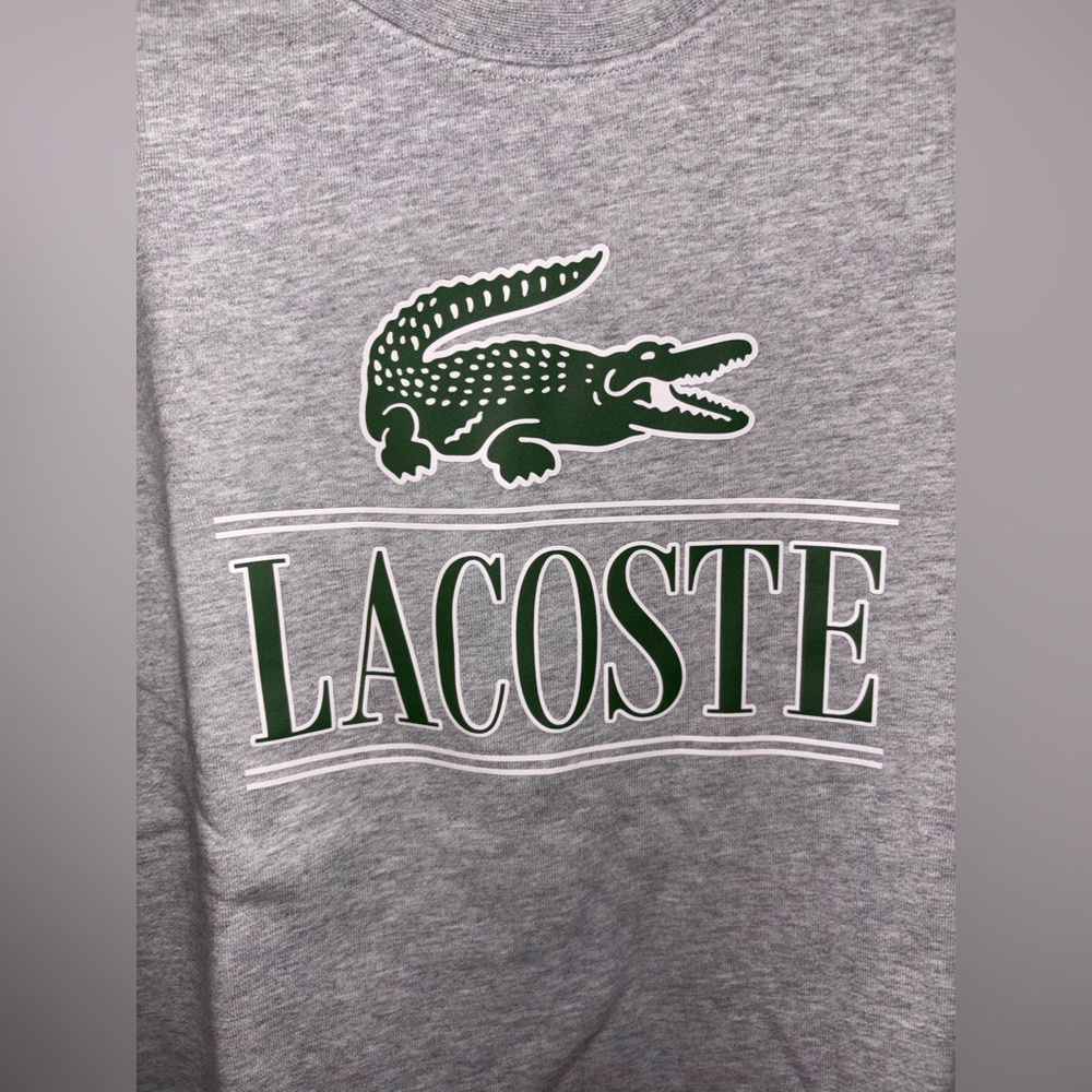 Lacoste Gray and Green Unisex Crewneck Sweater - Picture 2 of 5